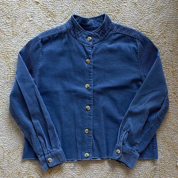 Corduroy Button-Up Long Sleeve Shirt in LIGHT BLUE - Picture 1 of 7